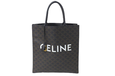 極美品 CELINE セリーヌ トリオンフ バーティカルカバ ラージ ブラック ブラウン ゴールド金具 中古 57877