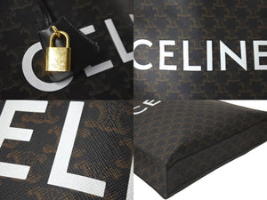 極美品 CELINE セリーヌ トリオンフ バーティカルカバ ラージ ブラック ブラウン ゴールド金具 中古 57877
