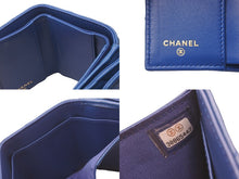 Load image into Gallery viewer, CHANEL シャネル 三つ折り財布 マトラッセ ココマーク 30番台 ブルー ラムスキン AP1789 ゴールド金具 美品 中古 57885