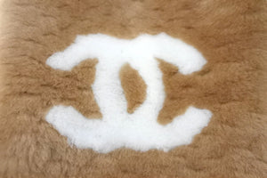 極美品 CHANEL シャネル ロゴ シアリング マフラー カシミヤ ラム ココマーク ブラウン ホワイト 小物 スカーフ 中古 57888