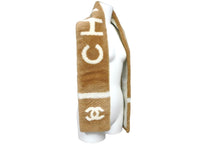 Load image into Gallery viewer, 極美品 CHANEL シャネル ロゴ シアリング マフラー カシミヤ ラム ココマーク ブラウン ホワイト 小物 スカーフ 中古 57888