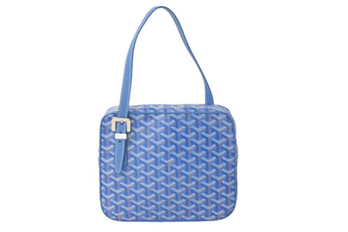 極美品 GOYARD ゴヤール ショルダーバッグ ヨナMM ヘリンボーン柄 ブルー シルバー金具 中古 57893