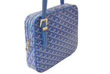 Load image into Gallery viewer, 極美品 GOYARD ゴヤール ショルダーバッグ ヨナMM ヘリンボーン柄 ブルー シルバー金具 中古 57893