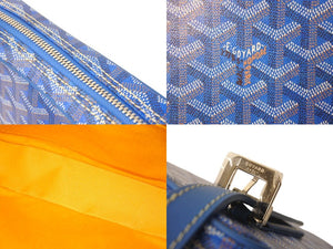 極美品 GOYARD ゴヤール ショルダーバッグ ヨナMM ヘリンボーン柄 ブルー シルバー金具 中古 57893