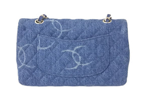 新品同様品 CHANEL シャネル チェーンショルダーバッグ ココマーク マトラッセ 30番台 デニム ブルー シルバー金具 57897