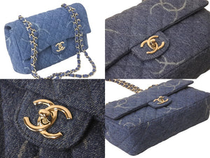 新品同様品 CHANEL シャネル チェーンショルダーバッグ ココマーク マトラッセ 30番台 デニム ブルー シルバー金具 57897