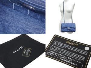 新品同様品 CHANEL シャネル チェーンショルダーバッグ ココマーク マトラッセ 30番台 デニム ブルー シルバー金具 57897
