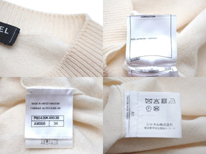 CHANEL シャネル ラパウザ ニット ココマーク ロゴ ホワイト 2019年 カシミヤ P60439K46038 サイズ34 美品 中古 57900