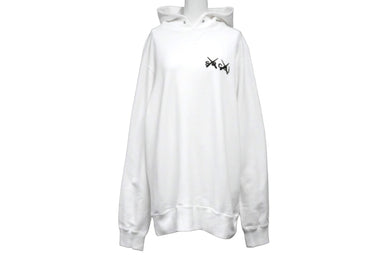 極美品 Sacai サカイ パーカー スウェット 21-0283S 21AW×KAWS Embroidery Hoodie カウズロゴ プルオーバー ホワイト 中古 57904