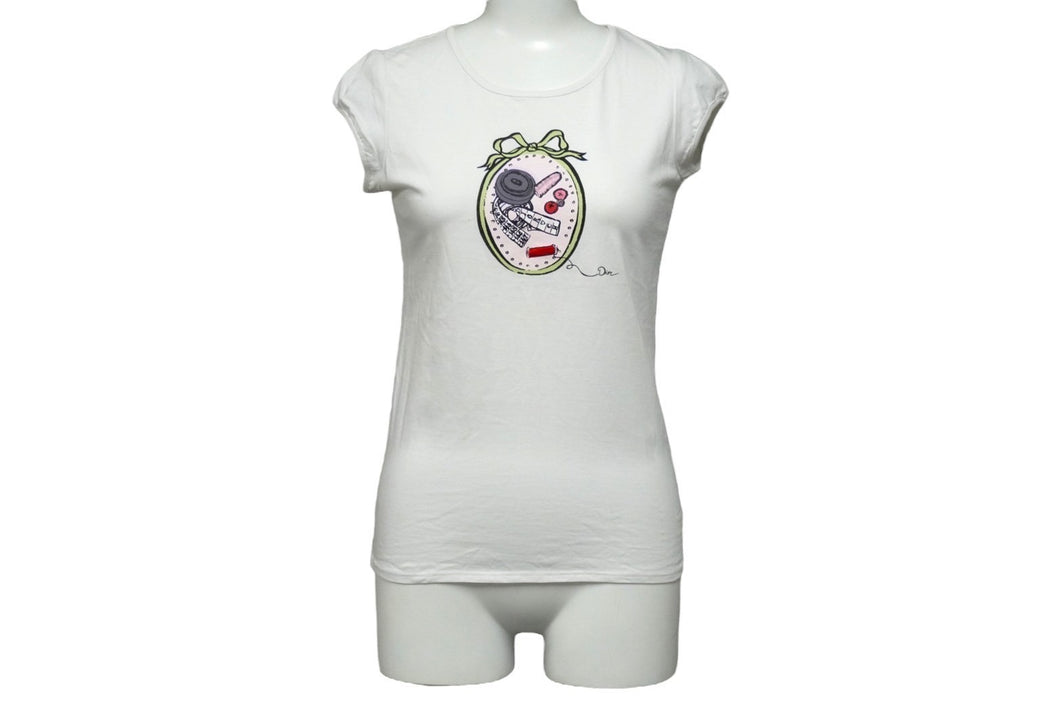 Christian Dior クリスチャンディオール 半袖Ｔシャツ 裁縫プリント サイズ12A ホワイト 2EBMTEE1RU 美品 中古 57907