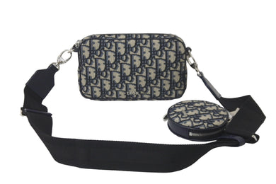極美品 Christian Dior クリスチャンディオール オブリーク ショルダーバッグ 29-BO-0271 キャンバス ネイビー 中古 57916