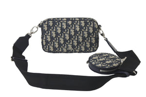 極美品 Christian Dior クリスチャンディオール オブリーク ショルダーバッグ 29-BO-0271 キャンバス ネイビー 中古 57916
