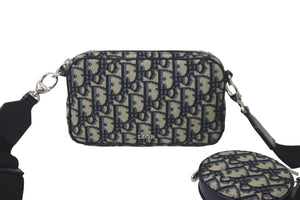 極美品 Christian Dior クリスチャンディオール オブリーク ショルダーバッグ 29-BO-0271 キャンバス ネイビー 中古 57916