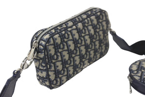 極美品 Christian Dior クリスチャンディオール オブリーク ショルダーバッグ 29-BO-0271 キャンバス ネイビー 中古 57916