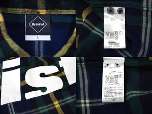 F.C.R.B. エフシーアールビー ロゴ チェックシャツ ネイビー系 FCRB-192073 19AW サイズL 良品 中古 57934