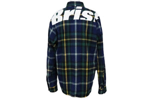 F.C.R.B. エフシーアールビー ロゴ チェックシャツ ネイビー系 FCRB-192073 19AW サイズL 良品 中古 57934