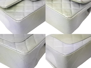 CHANEL シャネル チェーンショルダーバッグ ミニマトラッセ メタリック シルバー グリーン シルバー金具 美品 中古 57962
