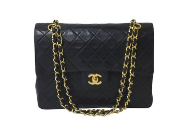 CHANEL シャネル ココマーク チェーンショルダーバッグ Wフラップ マトラッセ 25 1番台 ブラック ゴールド金具 美品 中古 57964