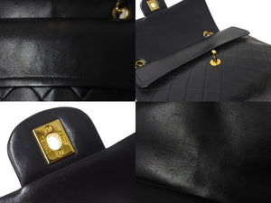 CHANEL シャネル ココマーク チェーンショルダーバッグ Wフラップ マトラッセ 25 1番台 ブラック ゴールド金具 美品 中古 57964
