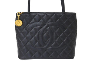 CHANEL シャネル ハンドバッグ 復刻トート キャビアスキン マトラッセ ココマーク 5番台 ゴールド金具 美品 中古 57971