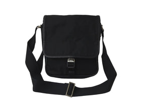 PRADA プラダショルダーバッグ 2VD028 2E9S F0002 三角プレート ナイロン レザー ブラック シルバー金具 美品 中古 57989 