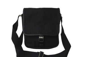 PRADA プラダショルダーバッグ 2VD028 2E9S F0002 三角プレート ナイロン レザー ブラック シルバー金具 美品 中古 57989 