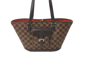 LOUIS VUITTON ルイヴィトン トートバッグ N51121 マノスクPM ダミエ ブラウン ゴールド金具 美品 中古 57990