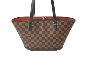 LOUIS VUITTON ルイヴィトン トートバッグ N51121 マノスクPM ダミエ ブラウン ゴールド金具 美品 中古 57990