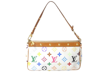 LOUIS VUITTON ルイヴィトン 村上隆 別売りスト付き ポシェットアクセソワール マルチカラー M92649 ゴールド金具 美品 中古 57993