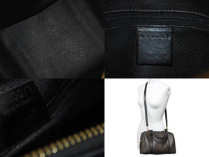 CELINE セリーヌ マカダム ハンドバッグ ミニボストンバッグ PVC レザー ブラック ブラウン ゴールド金具 美品 中古 58004