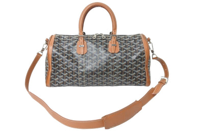 GOYARD ゴヤール ボストンバッグ クロワジュール 40 ブラック ブラウン シルバー金具 良品 中古 58007