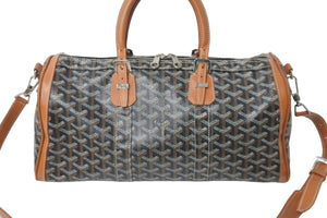 GOYARD ゴヤール ボストンバッグ クロワジュール 40 ブラック ブラウン シルバー金具 良品 中古 58007