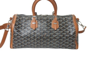 GOYARD ゴヤール ボストンバッグ クロワジュール 40 ブラック ブラウン シルバー金具 良品 中古 58007