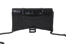 Load image into Gallery viewer, BALENCIAGA バレンシアガ アワーグラス チェーン ウォレット ショルダーバッグ 656050 ブラック クロコ型押し 美品 中古 58008
