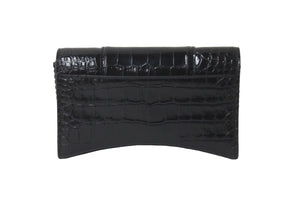 BALENCIAGA バレンシアガ アワーグラス チェーン ウォレット ショルダーバッグ 656050 ブラック クロコ型押し 美品 中古 58008