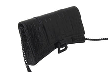 Load image into Gallery viewer, BALENCIAGA バレンシアガ アワーグラス チェーン ウォレット ショルダーバッグ 656050 ブラック クロコ型押し 美品 中古 58008