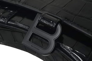 BALENCIAGA バレンシアガ アワーグラス チェーン ウォレット ショルダーバッグ 656050 ブラック クロコ型押し 美品 中古 58008
