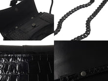 Load image into Gallery viewer, BALENCIAGA バレンシアガ アワーグラス チェーン ウォレット ショルダーバッグ 656050 ブラック クロコ型押し 美品 中古 58008
