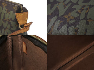 LOUIS VUITTON ルイヴィトン ハンドバッグ ポシェットアクセソワール グラフィティ M92191 カーキ ゴールド金具 美品 中古 58015