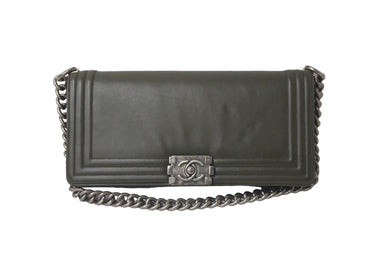 CHANEL シャネル ショルダーバッグ ボーイシャネル ココマーク 15番台 2011年 カーフスキン グリーン シルバー金具 美品 中古 58018