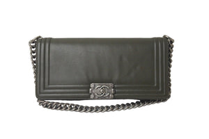 CHANEL シャネル ショルダーバッグ ボーイシャネル ココマーク 15番台 2011年 カーフスキン グリーン シルバー金具 美品 中古 58018