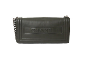 CHANEL シャネル ショルダーバッグ ボーイシャネル ココマーク 15番台 2011年 カーフスキン グリーン シルバー金具 美品 中古 58018