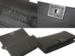 CHANEL シャネル ショルダーバッグ ボーイシャネル ココマーク 15番台 2011年 カーフスキン グリーン シルバー金具 美品 中古 58018