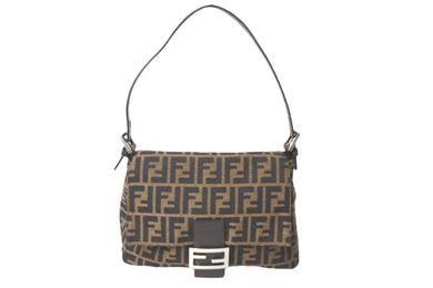 FENDI フェンディショルダーバッグ マンマバケット ズッカ柄 キャンバス 26325 シルバー金具 美品 中古 58029 