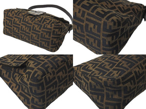 FENDI フェンディショルダーバッグ マンマバケット ズッカ柄 キャンバス 26325 シルバー金具 美品 中古 58029 