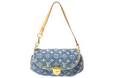 LOUIS VUITTON ルイヴィトン モノグラムデニム ミニ プリーティ ワンショルダーバッグ M95050 ブルー 良品 中古 58042