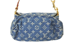 LOUIS VUITTON ルイヴィトン モノグラムデニム ミニ プリーティ ワンショルダーバッグ M95050 ブルー 良品 中古 58042