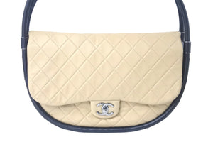 CHANEL シャネル フラフープ バッグ 18番台 ベージュ ブラック ラムスキン 2012年 ココマーク 美品 中古 58043