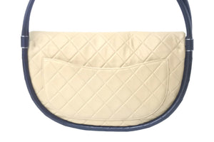 CHANEL シャネル フラフープ バッグ 18番台 ベージュ ブラック ラムスキン 2012年 ココマーク 美品 中古 58043