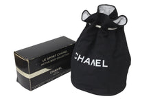 Load image into Gallery viewer, CHANEL シャネル 巾着バッグ キャンバス ビニール ブラック ホワイト ノベルティ 良品 中古 58055